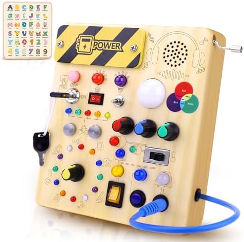 Busy Board,Montessori Toys for 1-3 Year Old Boys & Girls,Learning Educational Toys for Toddlers,Sensory Toys for Kids with Autism (Busy Board v5)