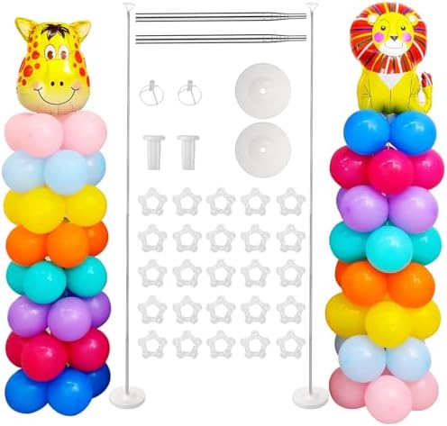 Balloon Stand Kit Set of 2, 7FT Adjustable Height Balloon Column Kit for Floor with Metal Telescopic Pillar for Halloween Thanksgiving Day New Years 2025 Gender Reveal Party Decorations