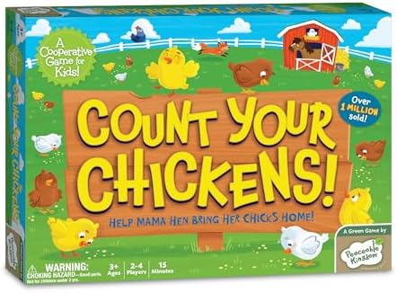 Peaceable Kingdom Count Your Chickens Award Winning Cooperative Counting Game for 2 to 4 Kids Ages 3+