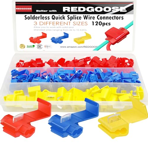 120PCS Solderless Quick Splice Wire Connectors, 22-10 AWG Electrical Wire Connector,Terminals Assortment Kit