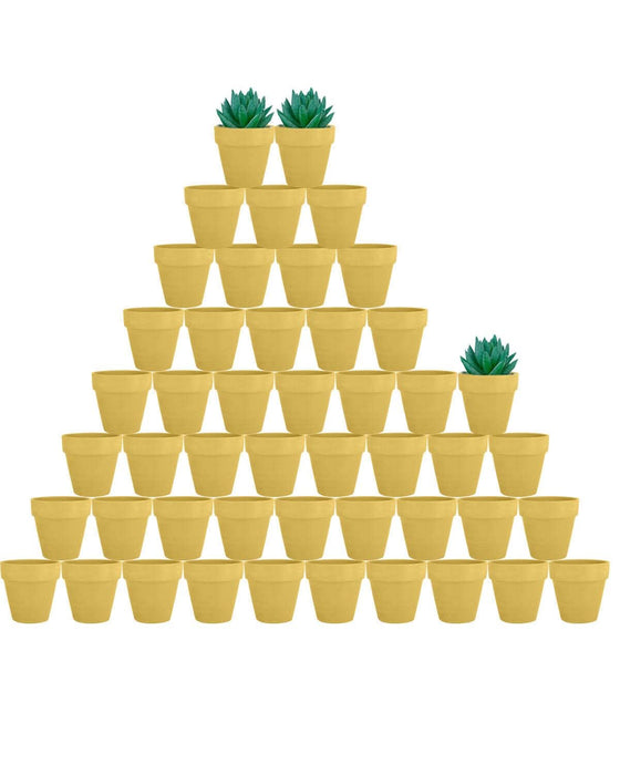 vensovo 48 Pcs 2" Tiny Terracotta & Terra Cotta Pots with Drainage - Yellow Small Mini Clay Ceramic Pottery Planter Ideal for Indoor/Outdoor Plants, Crafts, Wedding Favors