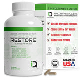 Restore 2 In 1 Gut Detox Cleanse w/ Magnesium - Supports Digestion, Debloating & Constipation Relief | 15 Day Gut Cleanse for Colon, Liver & Gut Health | Electrolyte Infused Colon Cleanse Liver Detox