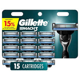 Gillette Mach3 Razor Refills for Men, 15 Razor Blade Refills