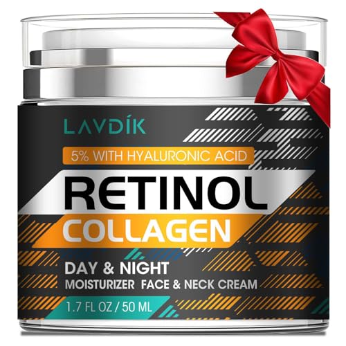 Retinol Cream for Face with Hyaluronic Acid, Moisturizer Anti Aging Collagen Cream for Women and Men, Reduce Wrinkles & Fine Lines Day & Night (1.7 FL OZ)