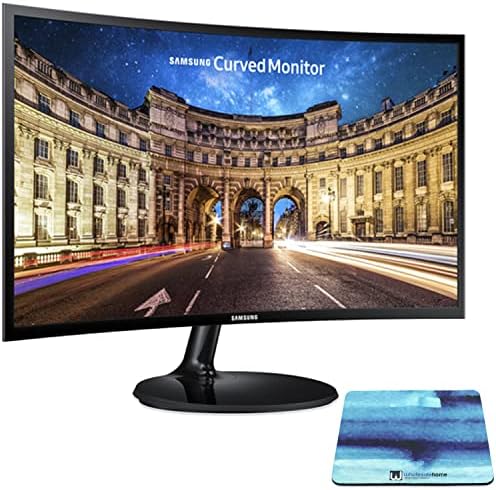 SAMSUNG 24 Inch Curved Computer Monitor, LC24F390FHNXZA LED Screen 60Hz Full HD 1080P Gaming Slim Design for Home and Office use, Wholesalehome Mouse Pad Included Black