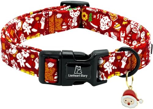 Lionheart glory Christmas Dog Collar, Red Christmas Santa Deer Dogs Collar Adjustable Soft Comfortable Collars for Medium Dogs Girl or Boy Pet Gift Fall Cute Collar