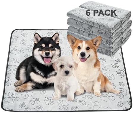 Qeils Reusable Puppy Pads, 6 Pack Washable Pee Pads for Dogs, Non Slip Wee Wee pad, Absorbent and Leakproof Training Mats for Potty, Crate, Playpen, Bed, Sofa, 34"x 36"