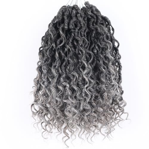 Short Grey Crochet Hair 10 Inch Goddess Locs Crochet Hair for Black Women Goddess Faux Locs Crochet Hair with Curly Ends (10 Inch,Tgrey)