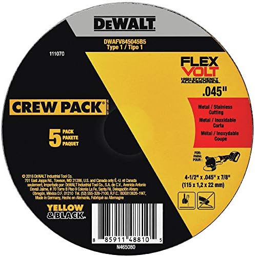 Dewalt Flexvolt 4-1/2 In. X .045 In. X 7/8 In. T1 5Pk Cutting Wheel