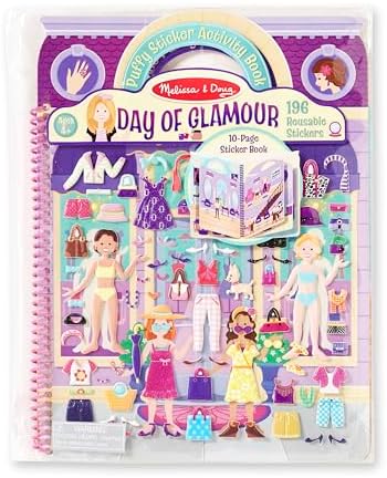 Melissa & Doug Puffy Sticker Activity Book: Day of Glamour - 196 Reusable Stickers - FSC Certified