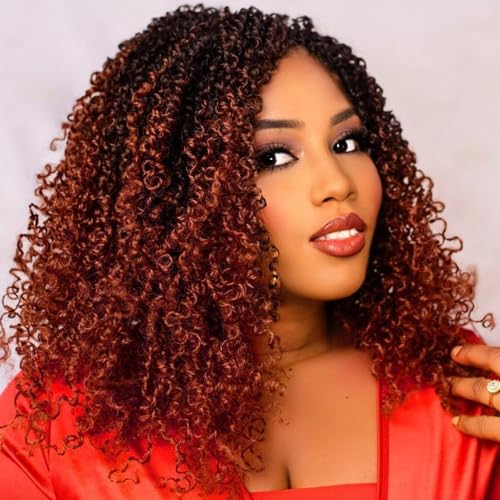 Aksice 8 Packs Pre-looped Yanky Twist Crochet Hair 12 Inch 30 Strands Pre-twisted Passion Twist Crochet Braids Hair with Curly Crochet Hair Senegalese Twist Braids (1B/350#)