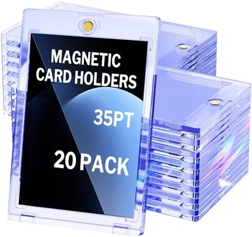 20-Pack Magnetic Card Holder, 35pt Card Cases for Trading Cards, Baseball Card Holder, Card Protectors Hard Plastic, Football Card Case, One Card Touch Card Slab