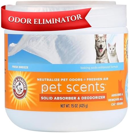 Arm & Hammer Pet Scents Gel Odor Eliminator - Fresh Breeze Solid Air Fresheners for Home - Strong Odor Eliminator Gel for Pet Smell - Room Deodorizer & Odor Absorber - Pet Safe Air Freshener, 15 oz