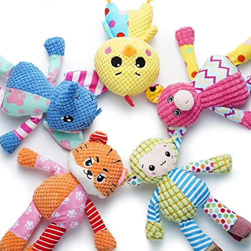 Nocciola Stuffed Crinkle Squeaky Dog Toys: 5 Pack Cute Animal Plush Dog Toys for Small Medium Size Dogs, Durable Puppy Chew Toys for Boredom and Calming Aid, Christmas Dog Toys for Small Dogs