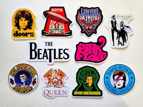 Classic Rock Sticker Pack (10 Stickers) Set 7 Bands Decals n roll Legends Rocker Punk Laptop car Metal 70's 80's Music Guitar Blues Singer Heavy Metal