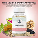 IBDassist HashiAid - Low Thyroid Supplement - Hashimoto's Disease Support - Hypothyroidism - Fight Fatigue, Balance Hormones, Promote Focused Energy - Turmeric, Iodine, Zinc, Selenium and More