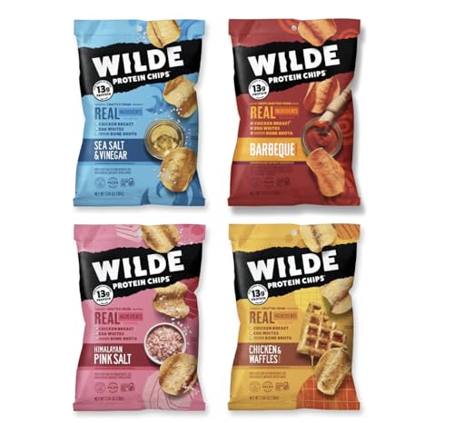 WILDE Protein Chips Variety Pack, Protein Snacks, Keto chips, Made with Real Ingredients, 1.34oz Bags (Pack of 12) - High Protein, Low Carb Snack Box