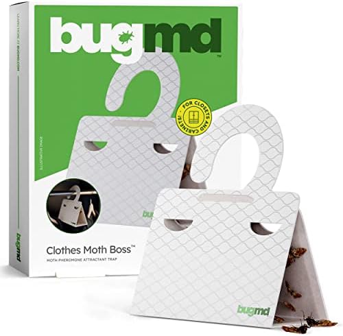 BugMD Clothes Moth Boss Traps (6 Count, White) - Sticky Glue Bug Repellent Pheromone Attractor for Closets Wardrobes Cabinet Drawers, Moth Balls for Closet, Moth Traps with No Harsh Chemicals