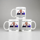 PEJAFAN Donald Trump Son Coffee Mugs - You're A Great Son Trump Mug, Great Son Trump Coffee Mug Birthday Gag Gifts for Son, Funny Trump Speech Mug Son Present 11 Ounces White Ceramic Cup (Son)