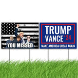 GAGEC Trump Vance 2024 Yard Signs 2 Pack, You Missed Trump Decorative Yard Sign with H-Stakes Make America Great Again Signs for Lawn Garden Yard Home Outdoor Decor 12x18 Inch