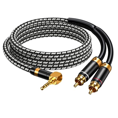 Audiophile RCA Cable, [1M/3.2Feet, Silvered-Plated Copper core] 3.5mm Male to 2RCA Male Stereo Audio Adapter Cable with Outer diameters 6.5mm for Smartphones, Tablets, Speakers, HDTV