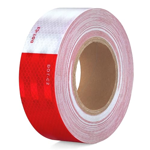 UIOCSSC DOT-C2 Reflective Tape 2 Inch x 160 Feet Red White Conspicuity Safety Reflective Tape Outdoor Waterproof for Vehicles Trailers Boats Signs