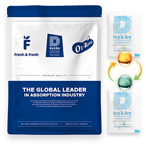Dry & Dry 5 Gram [300 Packets] Premium Orange Indicating Silica Gel Packets Desiccants - Food Safe Silica Packets Silica Gel Silica Gel Packets