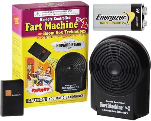 Remote Controlled Fart Machine #2 Bundle Includes 9V Energizer Battery - 15 Realistic Sounds, Wireless 100 ft Range, Fart Toy Prank