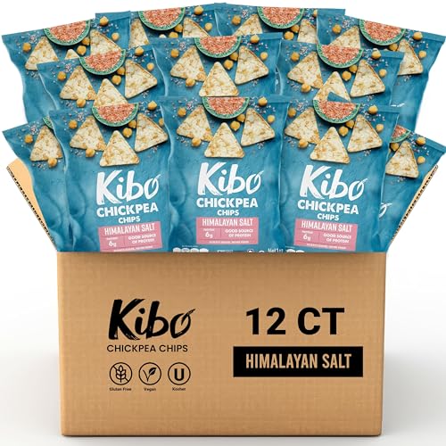 Kibo Chickpea Chips Himalayan Salt - Gluten-Free, Plant-Based, High Protein-Fiber Non-GMO, Vegan, Made with Real Veggies - 1 oz, 12 Pack