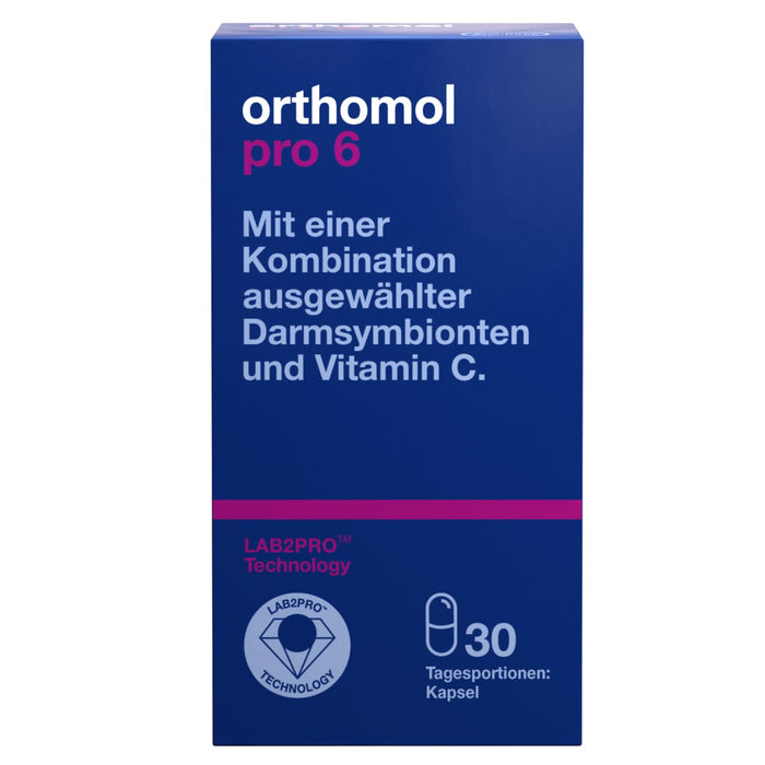 Orthomol Pro 6 - with a combination of selected intestinal symbionts and vitamin C, 30 daily servings