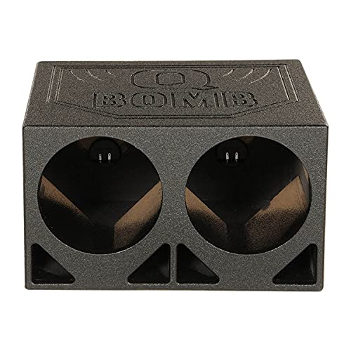 Q Power Dual 10 Inch Vented Triangle Ported Wood Subwoofer Enclosure Box with Durable Bedliner Spray and Spring Loaded Terminals, Black
