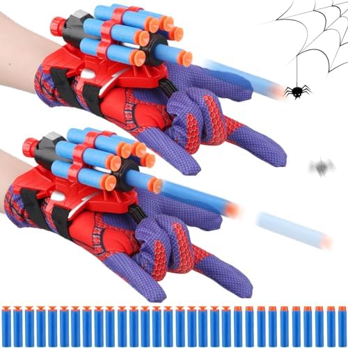 Web Shooters Toy for Kids 2 Pack, Toy for 3 4 5 6 7 8 Year Old Boy, Web Slinger Boy Toys with Spider Glove Launcher, Toys for Boys 4-6, Birthday Gifts for Boys 6-8, Red