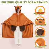 Mewaii Wearable Oversized Blanket Hoodie for Adults, Capybara Blanket Hooded Cloak, Warm and Cozy Flannel Cute Animal Blanket Hoodie, Funny Christmas Blanket Gifts for Women and Males