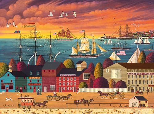 Buffalo Games - Charles Wysocki - Hoopla at The Harbor - 1000 Piece Jigsaw Puzzle for Adults -Challenging Puzzle Perfect for Game Nights - Finished Size is 26.75 x 19.75