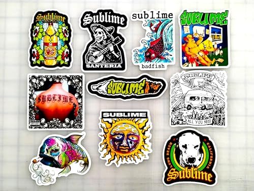 Sublime Sticker Pack (10 Stickers) Alternative Rock Punk Doubt ska no Nirvana Slightly Dirty Stoopid Heads Rancid 311 Rebelution Weed Stoner