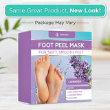 DERMORA Foot Peel Mask - 4 Pack, Regular Size Skin Exfoliating Foot Masks for Dry, Cracked Feet, Callus, French Lavender Scent