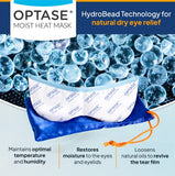 Optase Moist Heat Eye Mask for Dry Eyes - Dry Eye Mask with HydroBead Technology - Washable, Microwaveable Eye Compress for Dry Eyes - Dry Eye Therapy Mask Holds Heat for 10 Minutes - Step 1 Heat