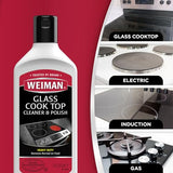 Weiman Ceramic and Glass Cooktop Cleaner - Heavy Duty Cleaner and Polish (10 Ounce Bottle and 3 Scrubbing Pads)