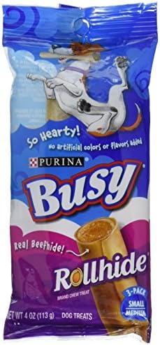 Purina Busy Rollhide Beef, Small/Medium 4 Ounce, 3 ct (Pack of 1)
