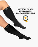 Zeta Wear Plus Size Leg Sleeve Support Socks - The Wide Calf Compression Socks Men and Women Love for Its Amazing Fit, Cotton-Rich Comfort, Compression & Soothing Relief, 1 Pair, 3XL, Black