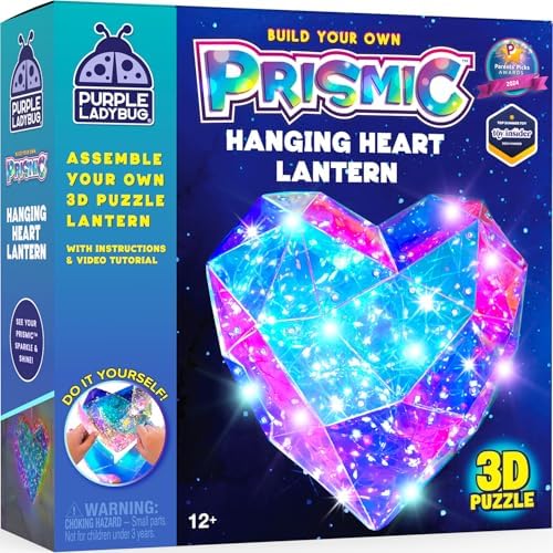 Prismic Make Your Own Lantern Heart 3D Light – Easter Gifts for Kids 8-12, Arts and Crafts Kit for Girls Ages 8-12, Gifts for 8-10-12 Years Old Girl Birthday, Teens & Tween Girls Room Decor