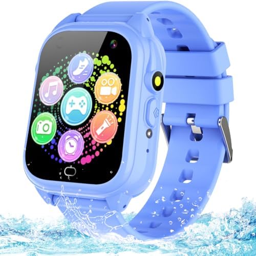 Waterproof Kids Smart Watch for 3-12 Years Old Boys Girls Toys with 26 Game Video Camera Pedometer Music Player Alarm Clock Calculator 1.44'' HD Touchscreen Educational Toys Birthdays Gifts