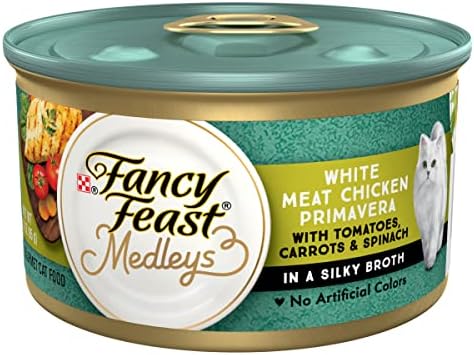 Purina Fancy Feast Medleys White Meat Chicken Primavera With Tomatoes, Carrots and Spinach in a Silky Broth - (Pack of 24) 3 oz. Cans