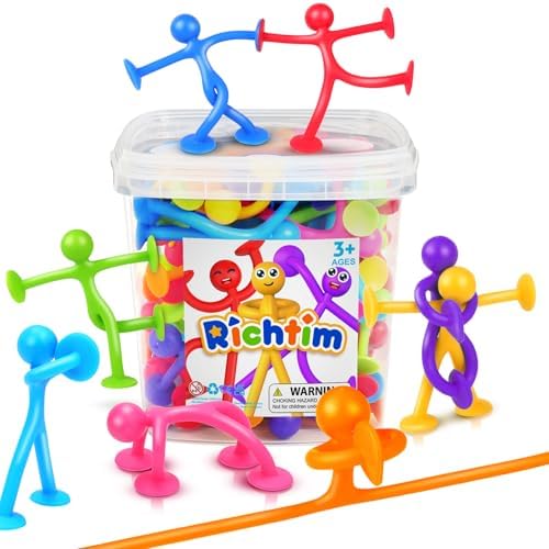 Suction Cup Fidget Sensory Toys: 48 Pack Suction Cup People Toys Fidget Toy for Autism Autistic ADHD Kids Ages 3+, Creative Travel Toys Idea for Boys Girls