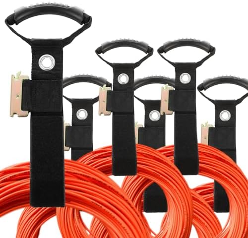 6 Pack Extension Cord Holder Wall Mount 16” Heavy Duty E Track Accessories Extension Cord Organizers and Storage Straps Black Etrack Ties Hanger Keeps Cable, Hose, Rope on E-Track Management