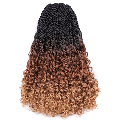 ToyoTress Boho Island Twist Crochet Hair - 12 Inch 8 Packs Long Ombre Brown 3 Tones Boho Havana Twist Crochet Braids Synthetic Braiding Hair (18 Inch,OT30/27-8P)