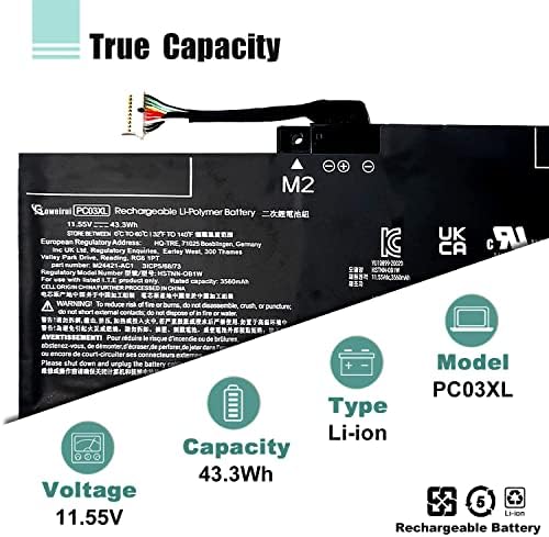 PC03XL M24648-005 Battery for HP Pavilion x360 14 15 14-DY 14-BA 14-CD 14-dw 15-er Series Pavilion Aero 13-be Pavilion x360 Convertible 14-dy Notebook HSTNN-OB1W M24421-271 M24421-AC1 PC03043XL