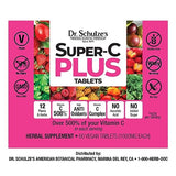 Dr. Schulze's | Super-C Plus | Vitamin C Complex | Clinical Herbal Formula | Dietary Supplement | Immunity Support | Increase Collagen Formation & Iron Absorption | 60 Chewable Tablets (1000 mg)