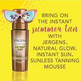 Jergens Natural Glow Instant Self Tanner Mousse, Sunless Tanning Light Bronze Tan, for a Natural-looking Tan, 6 Oz, Pack of 2