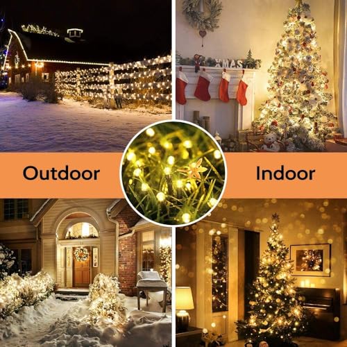 3Pack 99Ft 300LED Battery Operated Fairy Lights with Remote, Waterproof Battery Christmas String Lights with Timer, Twinkle Lights for Bedroom Christmas Decorations (Warm White)